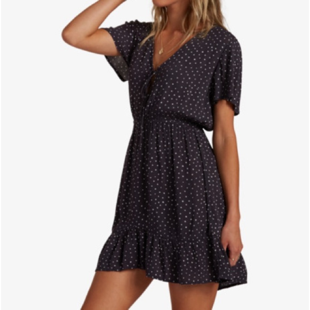 Billabong Day Trippin Polka Dot Black Mini Dress